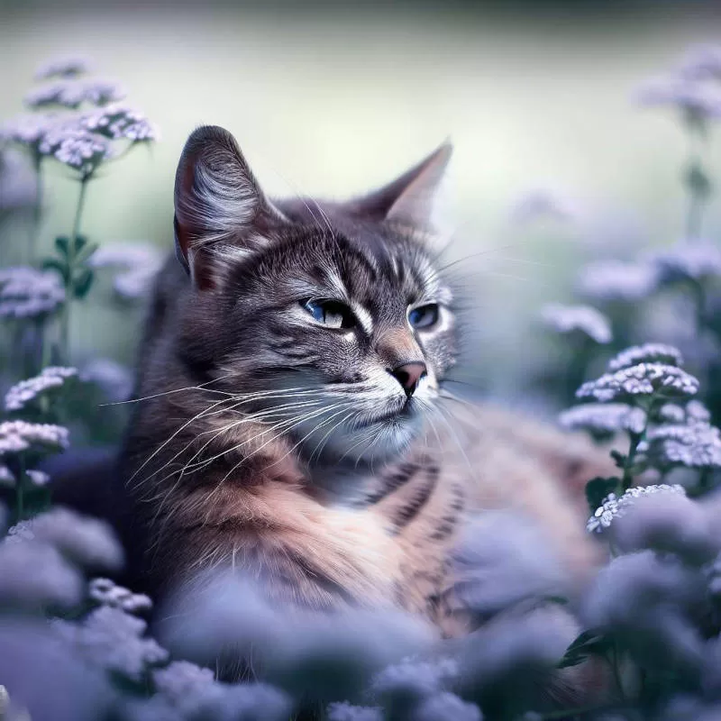 cat with valerian and tea