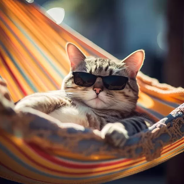 cat on the hammock tranks Holidays with Cats